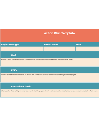 Action plan template Microsoft Word preview
